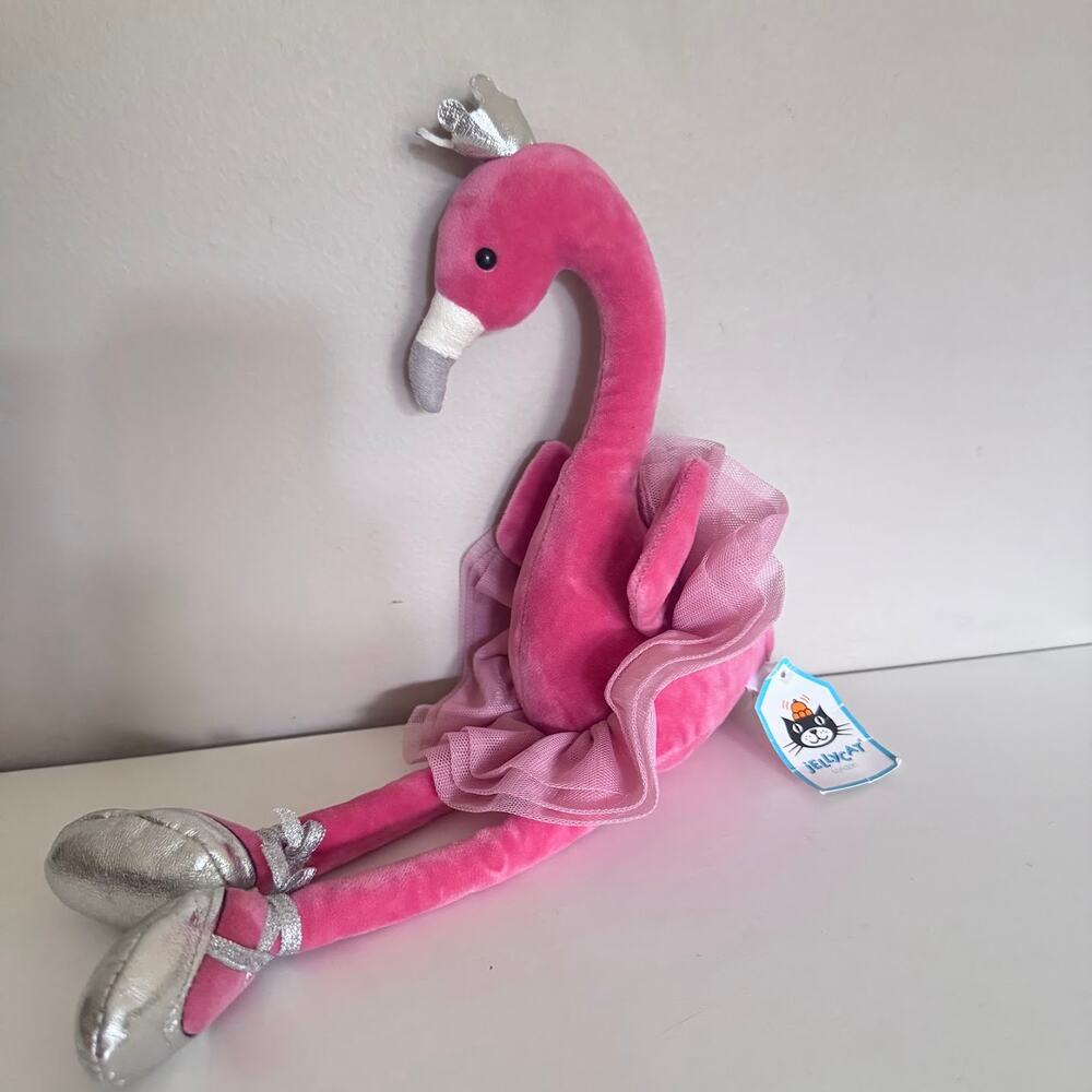 Jellycat Fancy Flamingo Ballerina Plush Stuffed Animal Bird Tutu Crown NEW